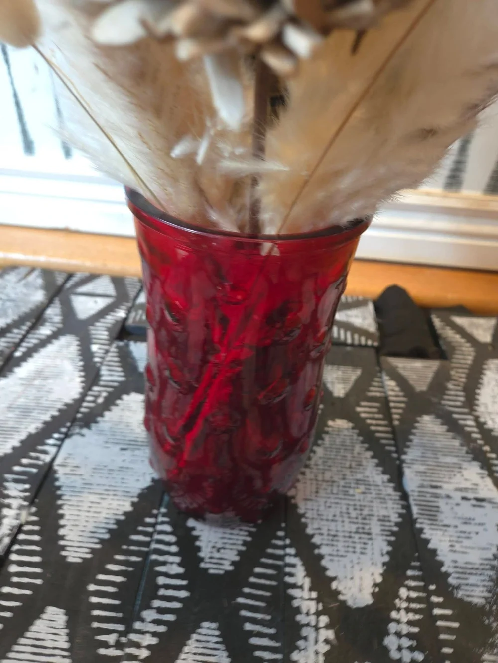 Decorative Red Glass Vase Floral Arrangement NOT Included